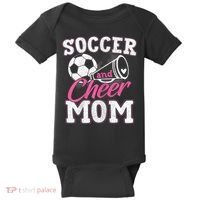 Womens Funny Cheerleading Mom Soccer And Cheer Mom Baby Bodysuit thumb 0