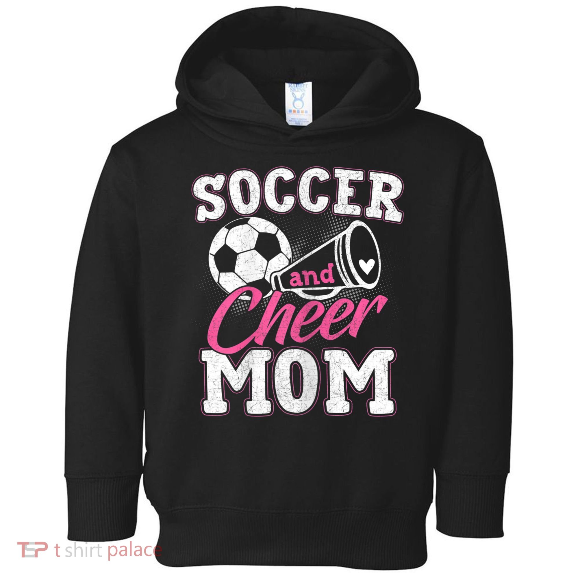 Womens Funny Cheerleading Mom Soccer And Cheer Mom Toddler Hoodie