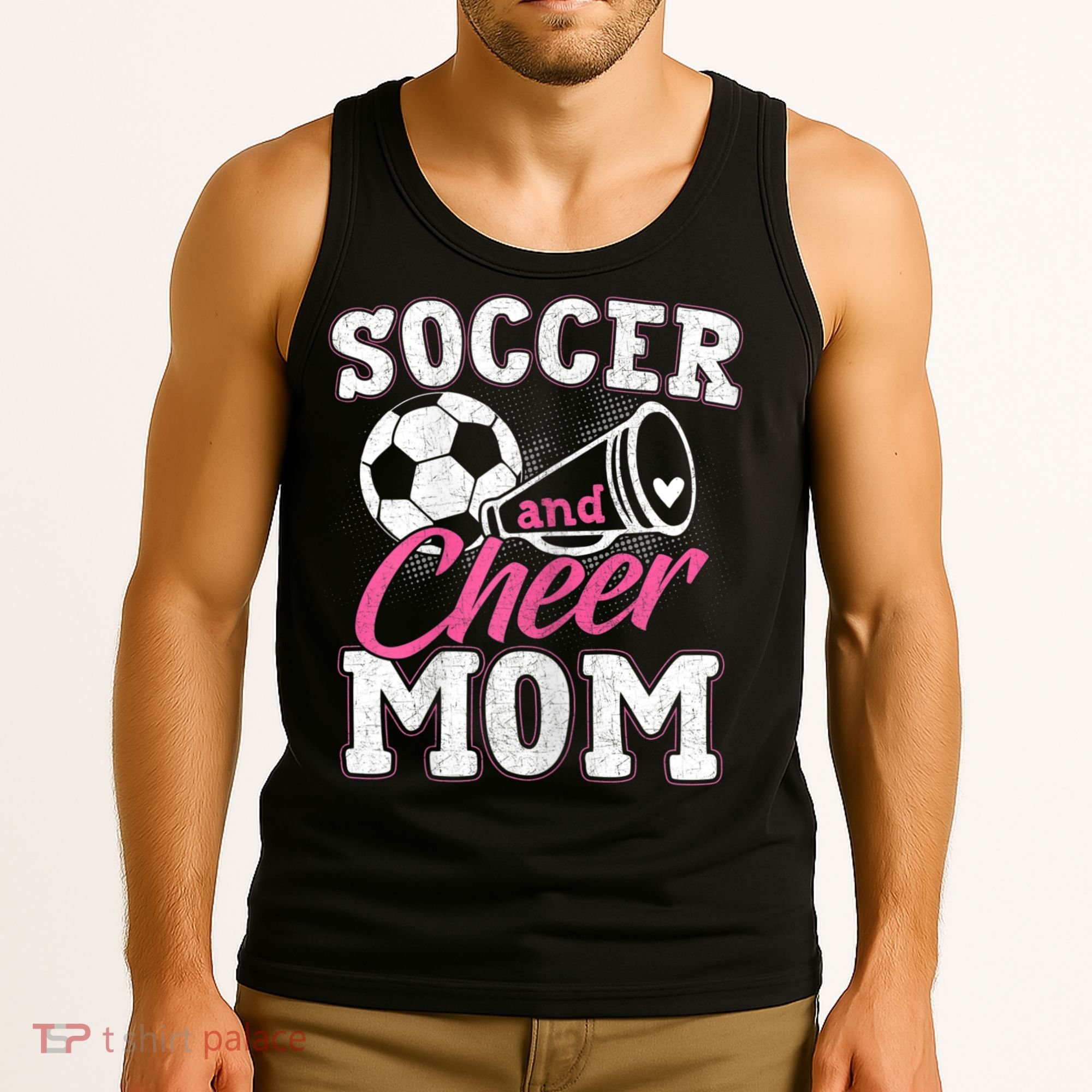 Womens Funny Cheerleading Mom Soccer And Cheer Mom Tank Top