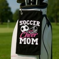 Womens Funny Cheerleading Mom Soccer And Cheer Mom Golf Towel thumb 2