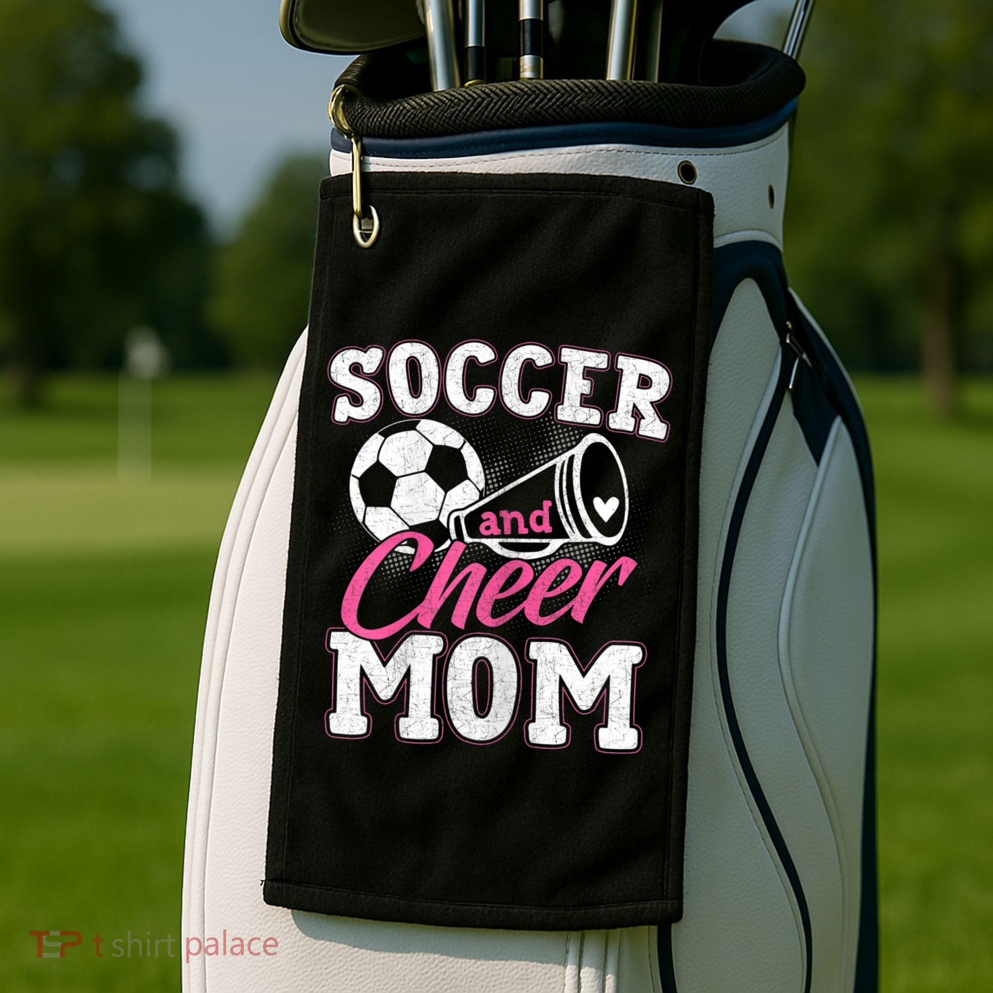 Womens Funny Cheerleading Mom Soccer And Cheer Mom Golf Towel
