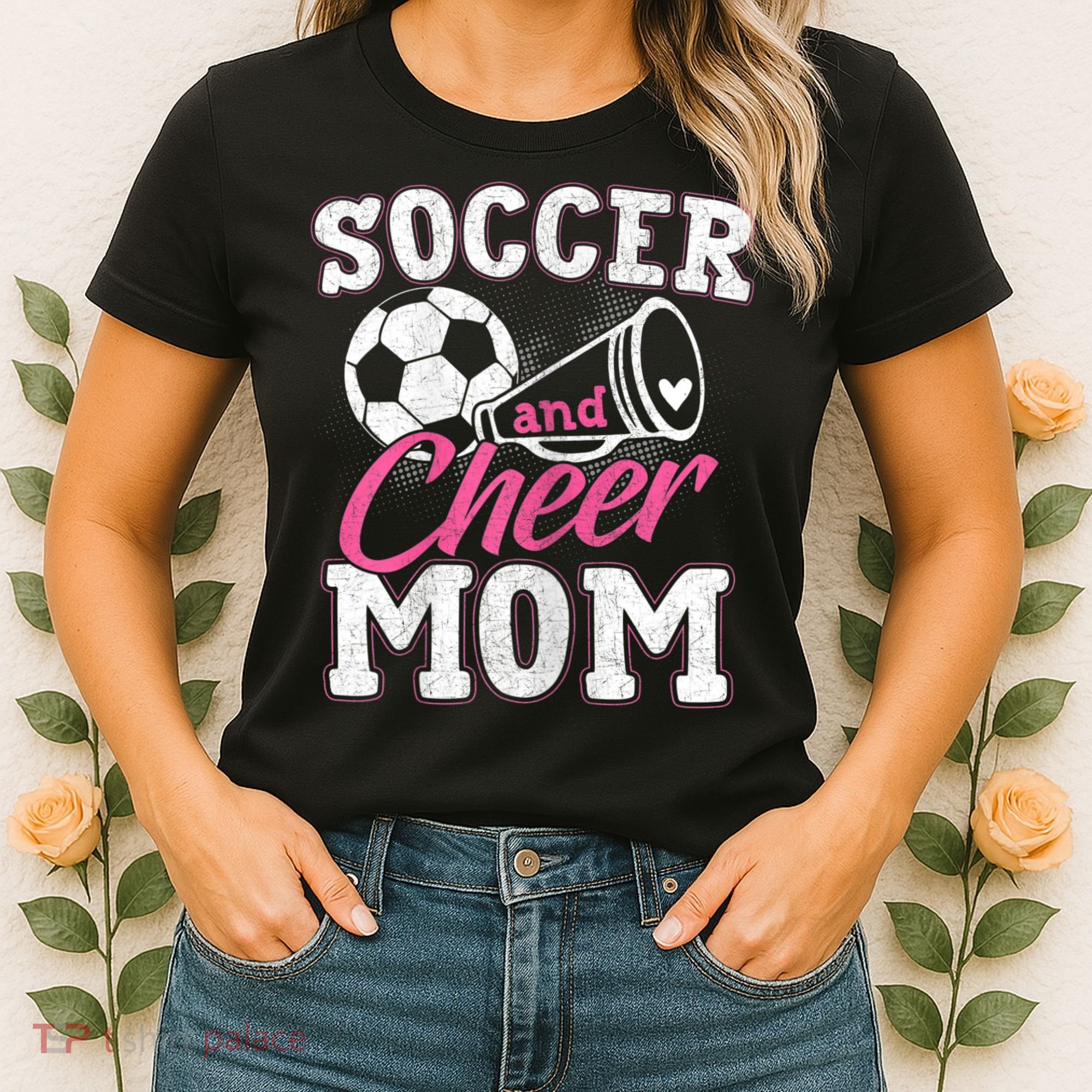 Womens Funny Cheerleading Mom Soccer And Cheer Mom Women's T-Shirt