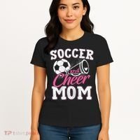 Womens Funny Cheerleading Mom Soccer And Cheer Mom Women's T-Shirt thumb 4
