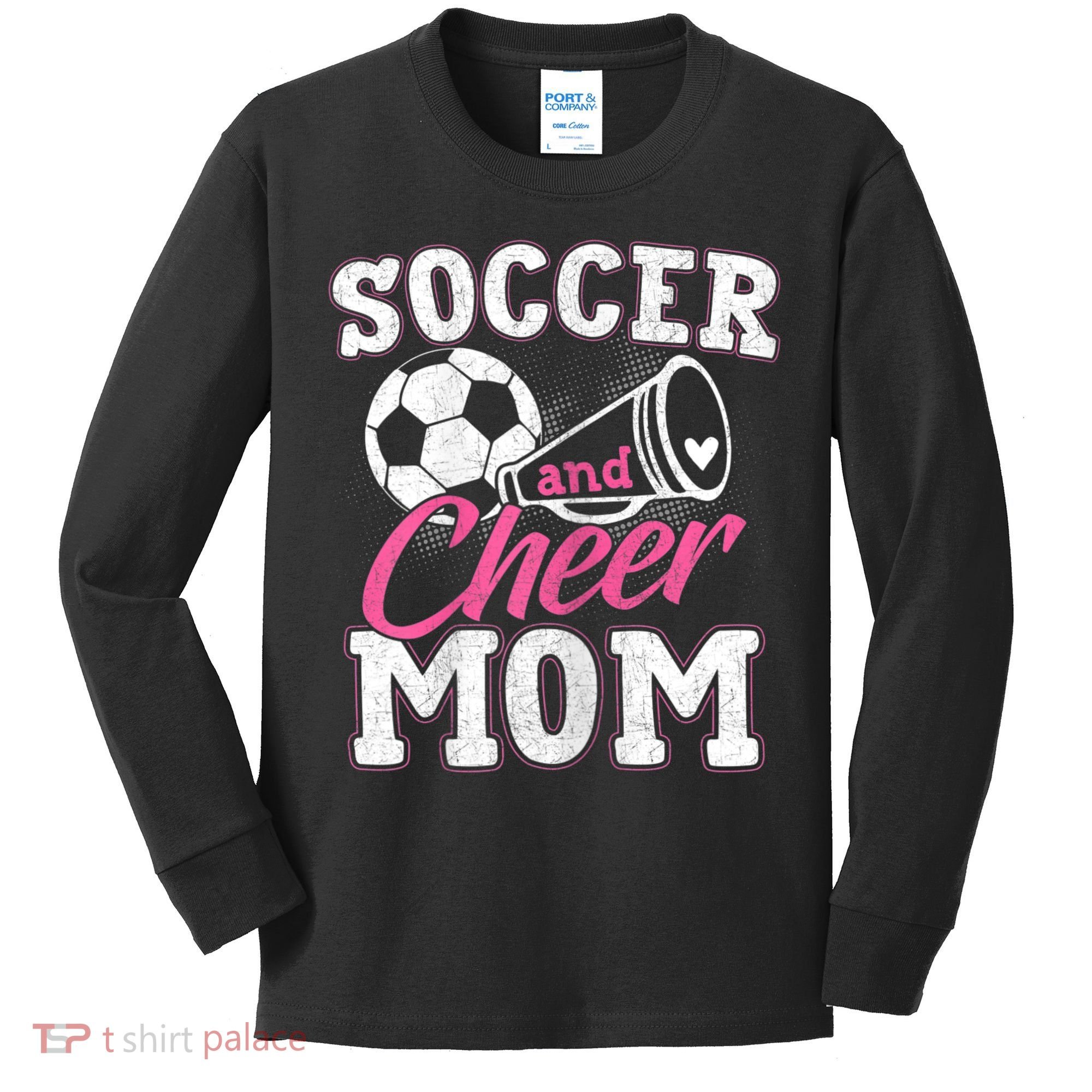 Womens Funny Cheerleading Mom Soccer And Cheer Mom Kids Long Sleeve Shirt