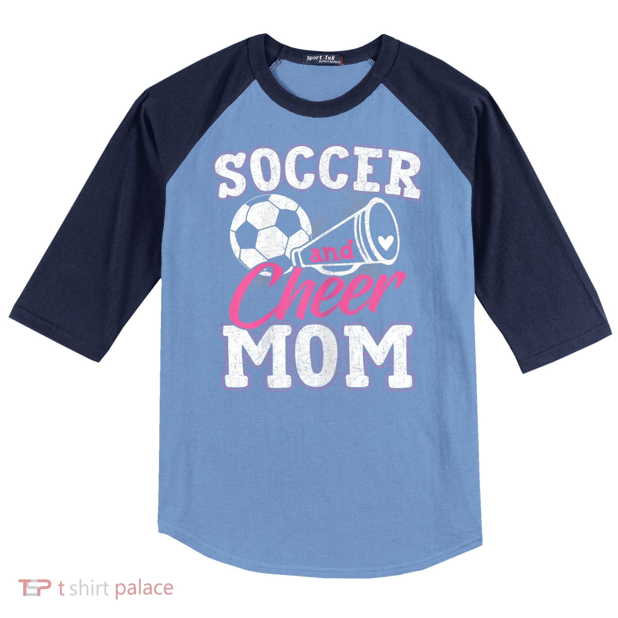 Womens Funny Cheerleading Mom Soccer And Cheer Mom Raglan Baseball Sleeve Shirt