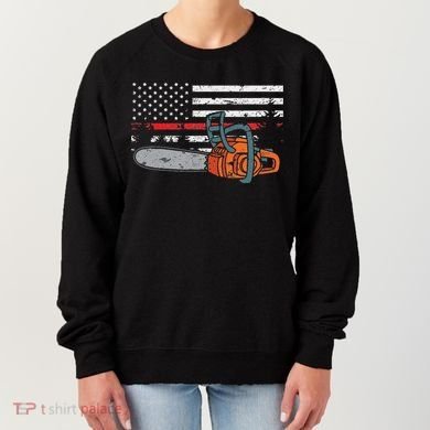 Wildland Firefighter Chainsaw Red Line American Flag Women's Sweatshirt