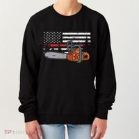 Wildland Firefighter Chainsaw Red Line American Flag Women's Sweatshirt thumb 0