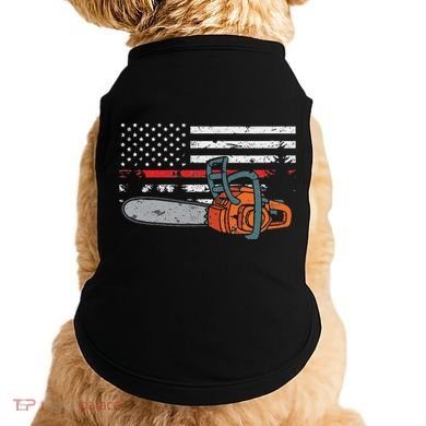 Wildland Firefighter Chainsaw Red Line American Flag Doggie Tank