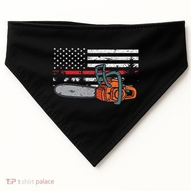 Wildland Firefighter Chainsaw Red Line American Flag USA-Made Doggie Bandana