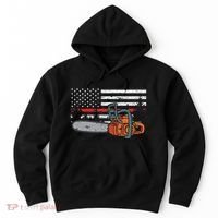 Wildland Firefighter Chainsaw Red Line American Flag Hoodie thumb 0