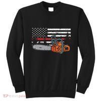 Wildland Firefighter Chainsaw Red Line American Flag Sweatshirt thumb 0