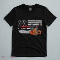 Wildland Firefighter Chainsaw Red Line American Flag T-Shirt thumb 5