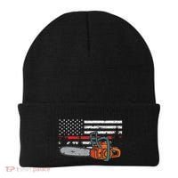 Wildland Firefighter Chainsaw Red Line American Flag Beanie thumb 0