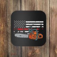 Wildland Firefighter Chainsaw Red Line American Flag Coaster thumb 0