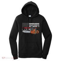 Wildland Firefighter Chainsaw Red Line American Flag Women's Hoodie thumb 0