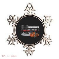 Wildland Firefighter Chainsaw Red Line American Flag Ornament thumb 0
