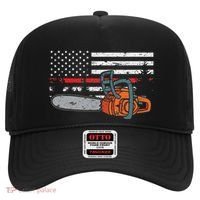 Wildland Firefighter Chainsaw Red Line American Flag Hat thumb 0