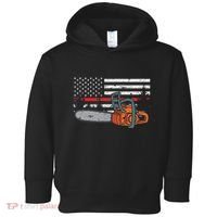 Wildland Firefighter Chainsaw Red Line American Flag Toddler Hoodie thumb 0