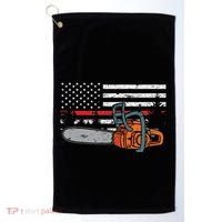 Wildland Firefighter Chainsaw Red Line American Flag Golf Towel thumb 0