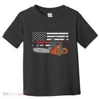 Wildland Firefighter Chainsaw Red Line American Flag Toddler T-Shirt thumb 0