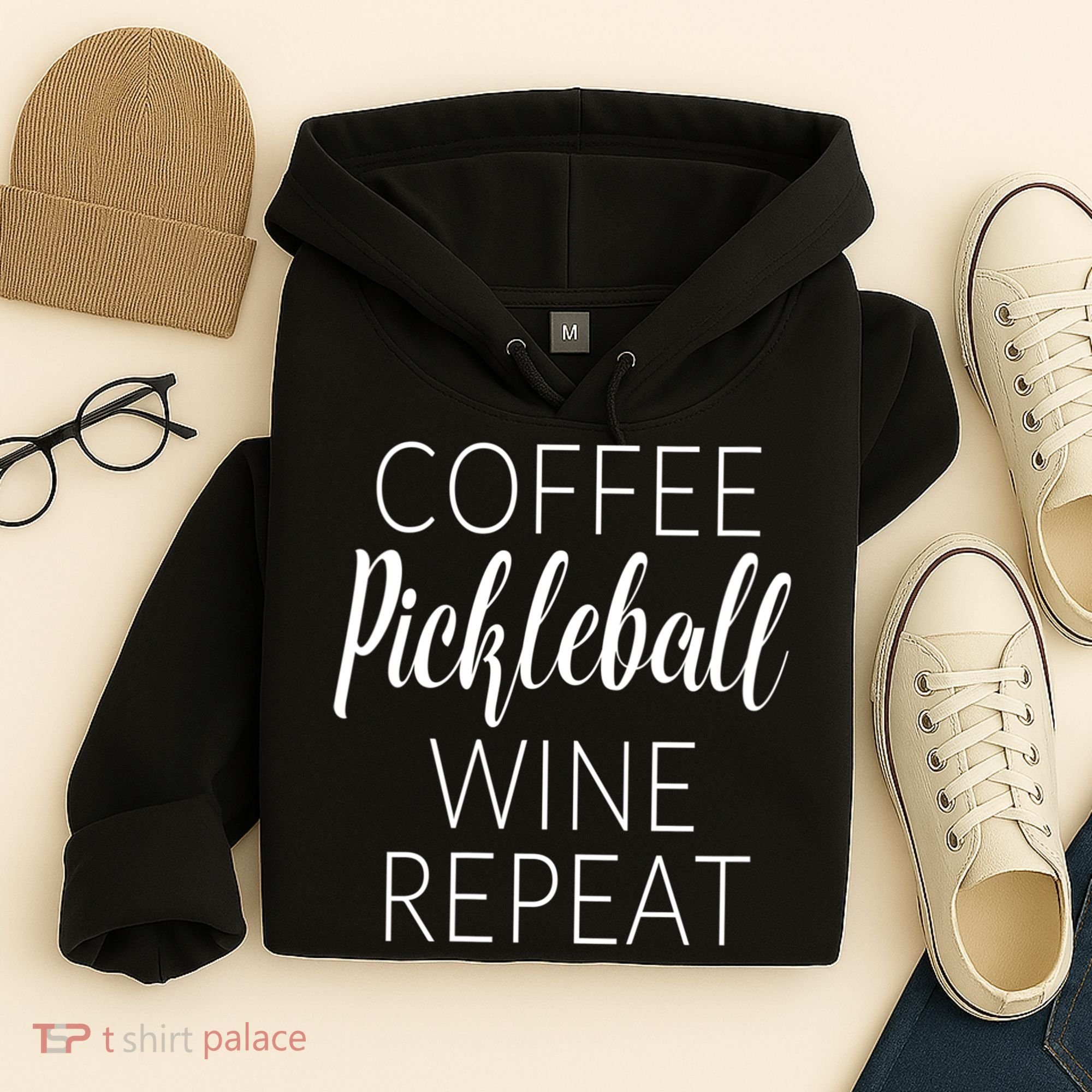 Womens Funny Coffee Pickleball Wine Repeat Gift VNeck TShirt Hoodie