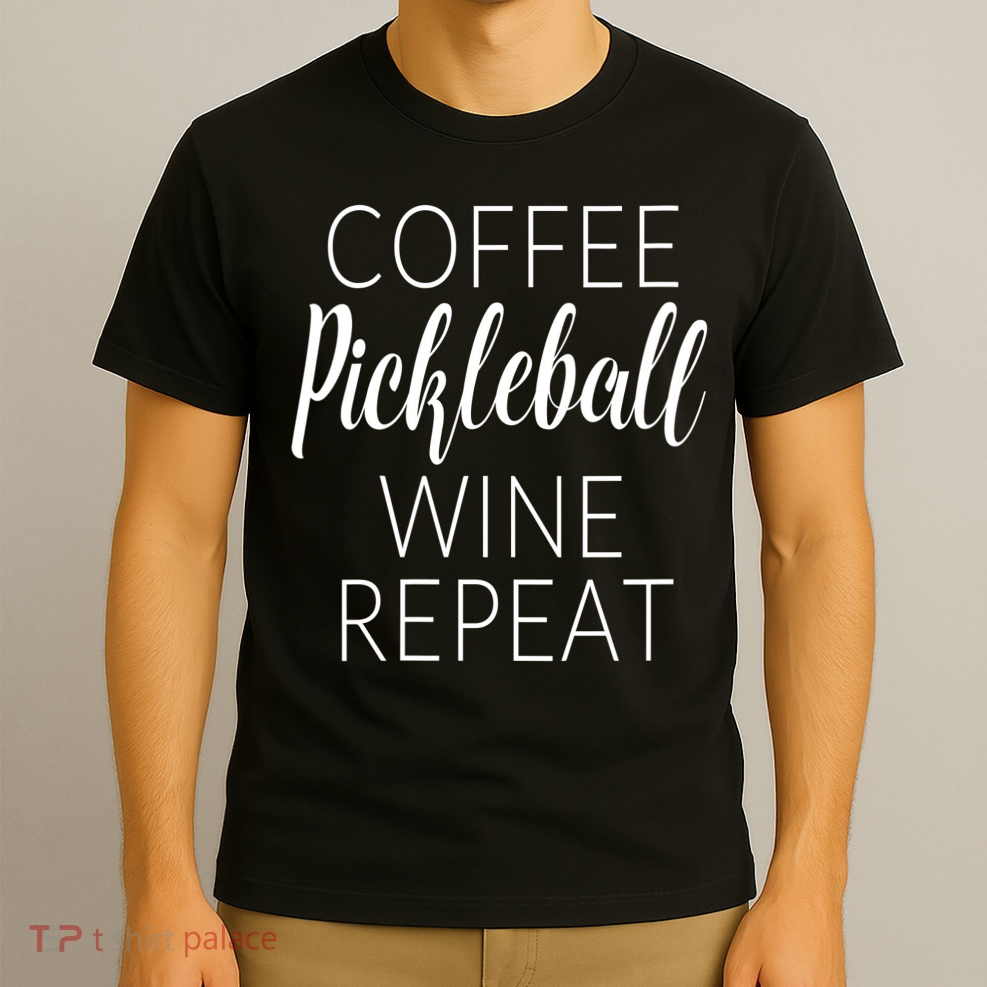 Womens Funny Coffee Pickleball Wine Repeat Gift VNeck TShirt T-Shirt