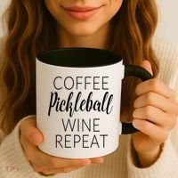 Womens Funny Coffee Pickleball Wine Repeat Gift VNeck TShirt Coffee Mug thumb 3
