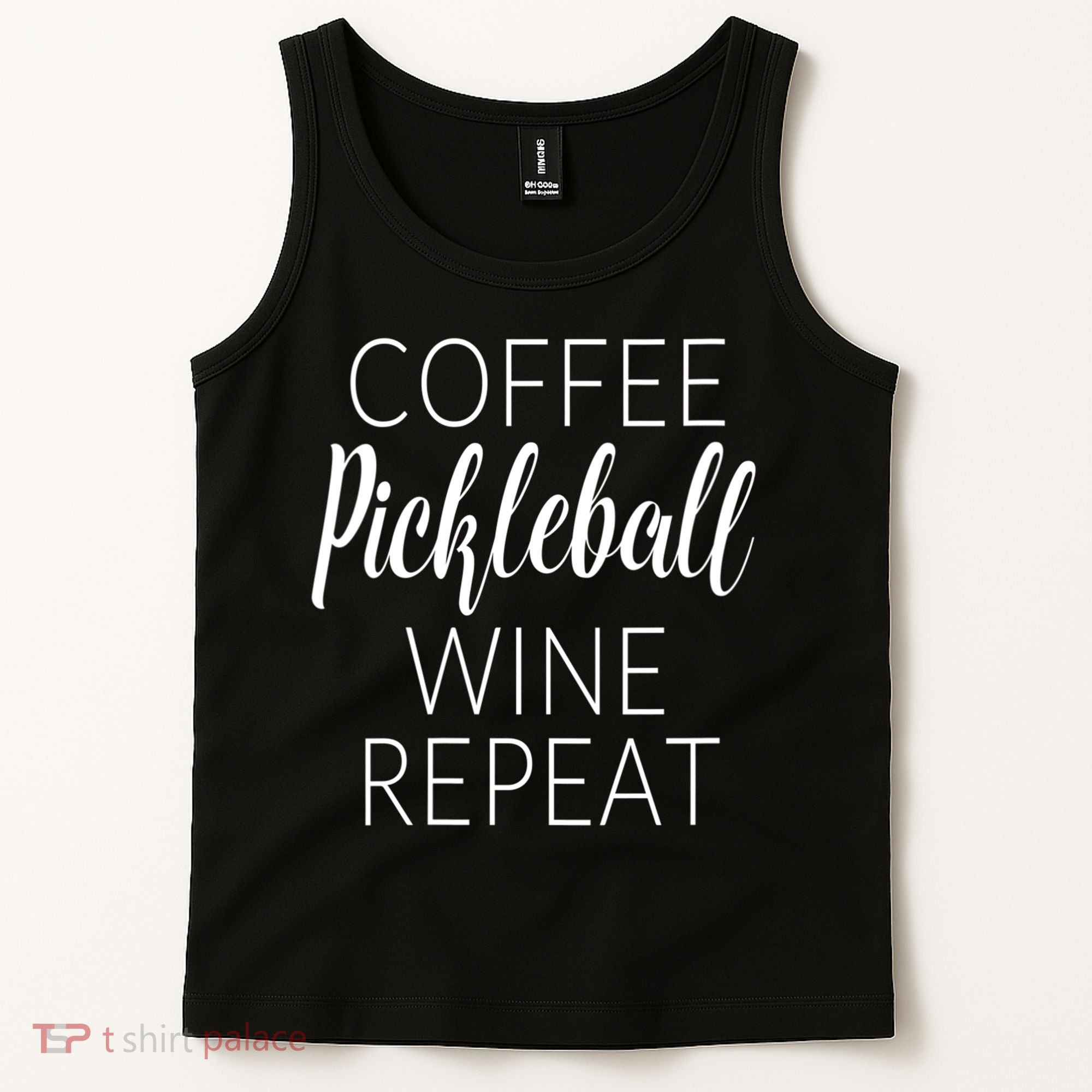 Womens Funny Coffee Pickleball Wine Repeat Gift VNeck TShirt Tank Top