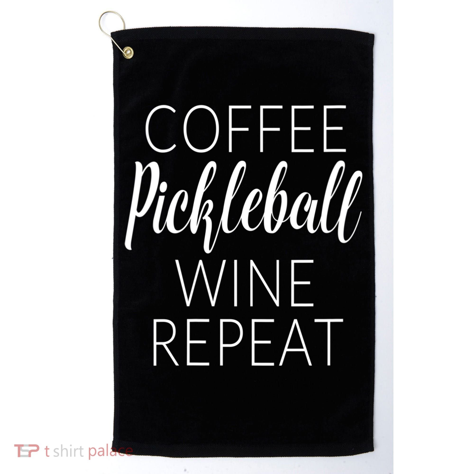 Womens Funny Coffee Pickleball Wine Repeat Gift VNeck TShirt Golf Towel