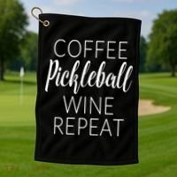 Womens Funny Coffee Pickleball Wine Repeat Gift VNeck TShirt Golf Towel thumb 1