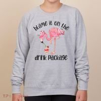 Womens Flamingo Cruise Blame It On The Drink Package Drinking Booze VNeck Women's Sweatshirt thumb 0