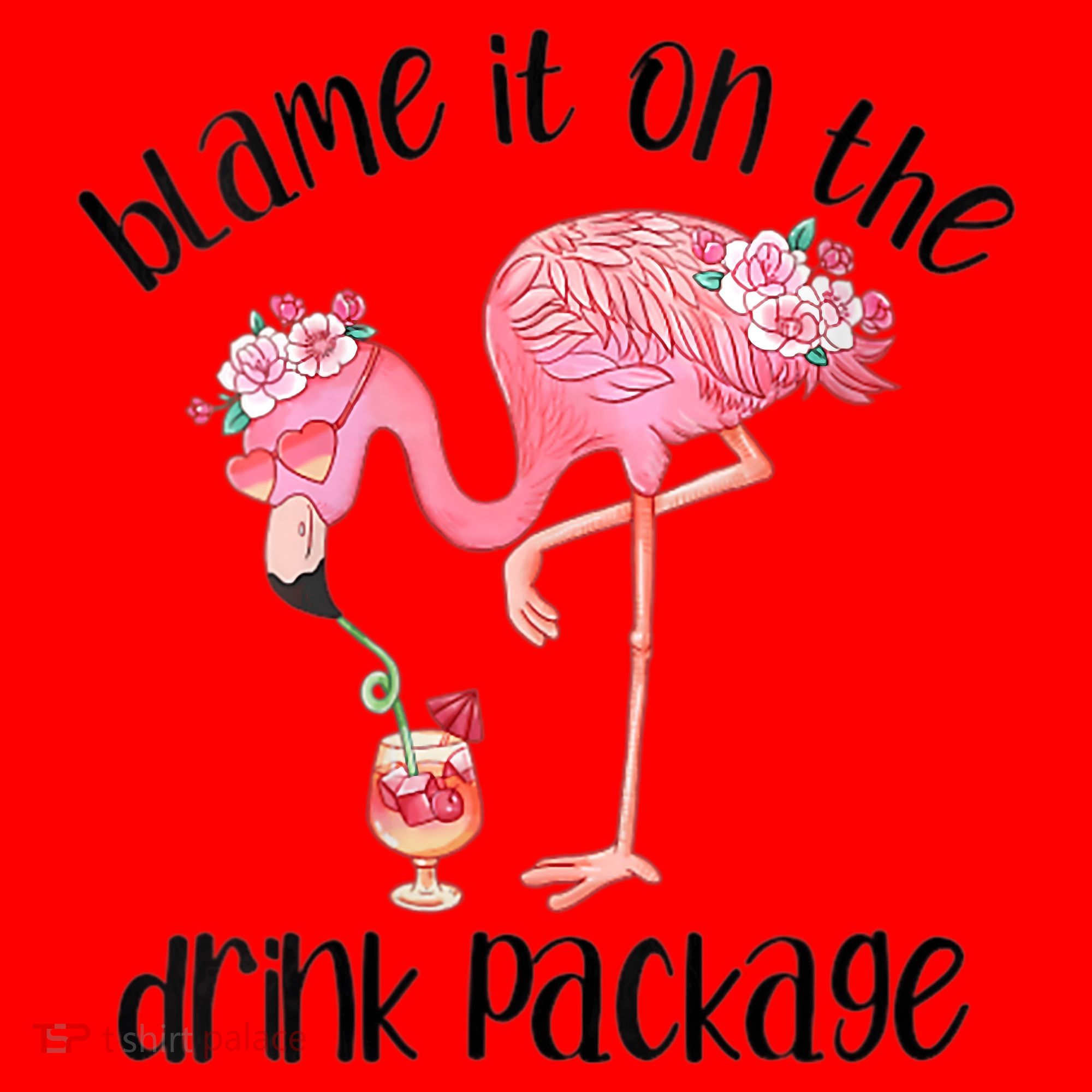 Womens Flamingo Cruise Blame It On The Drink Package Drinking Booze VNeck Santa Hat