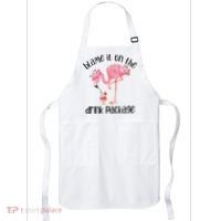 Womens Flamingo Cruise Blame It On The Drink Package Drinking Booze VNeck Apron thumb 0