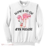 Womens Flamingo Cruise Blame It On The Drink Package Drinking Booze VNeck Sweatshirt thumb 0
