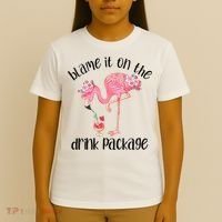 Womens Flamingo Cruise Blame It On The Drink Package Drinking Booze VNeck T-Shirt thumb 4
