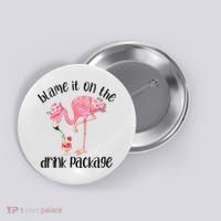 Womens Flamingo Cruise Blame It On The Drink Package Drinking Booze VNeck Button thumb 0