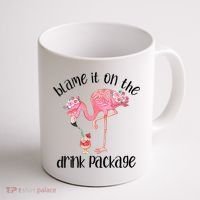 Womens Flamingo Cruise Blame It On The Drink Package Drinking Booze VNeck Coffee Mug thumb 1