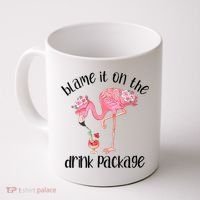 Womens Flamingo Cruise Blame It On The Drink Package Drinking Booze VNeck Coffee Mug thumb 0