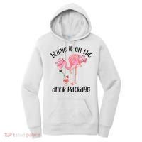 Womens Flamingo Cruise Blame It On The Drink Package Drinking Booze VNeck Women's Hoodie thumb 0