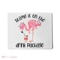 Womens Flamingo Cruise Blame It On The Drink Package Drinking Booze VNeck Mousepad thumb 0