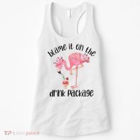 Womens Flamingo Cruise Blame It On The Drink Package Drinking Booze VNeck Women's Tank Top thumb 0