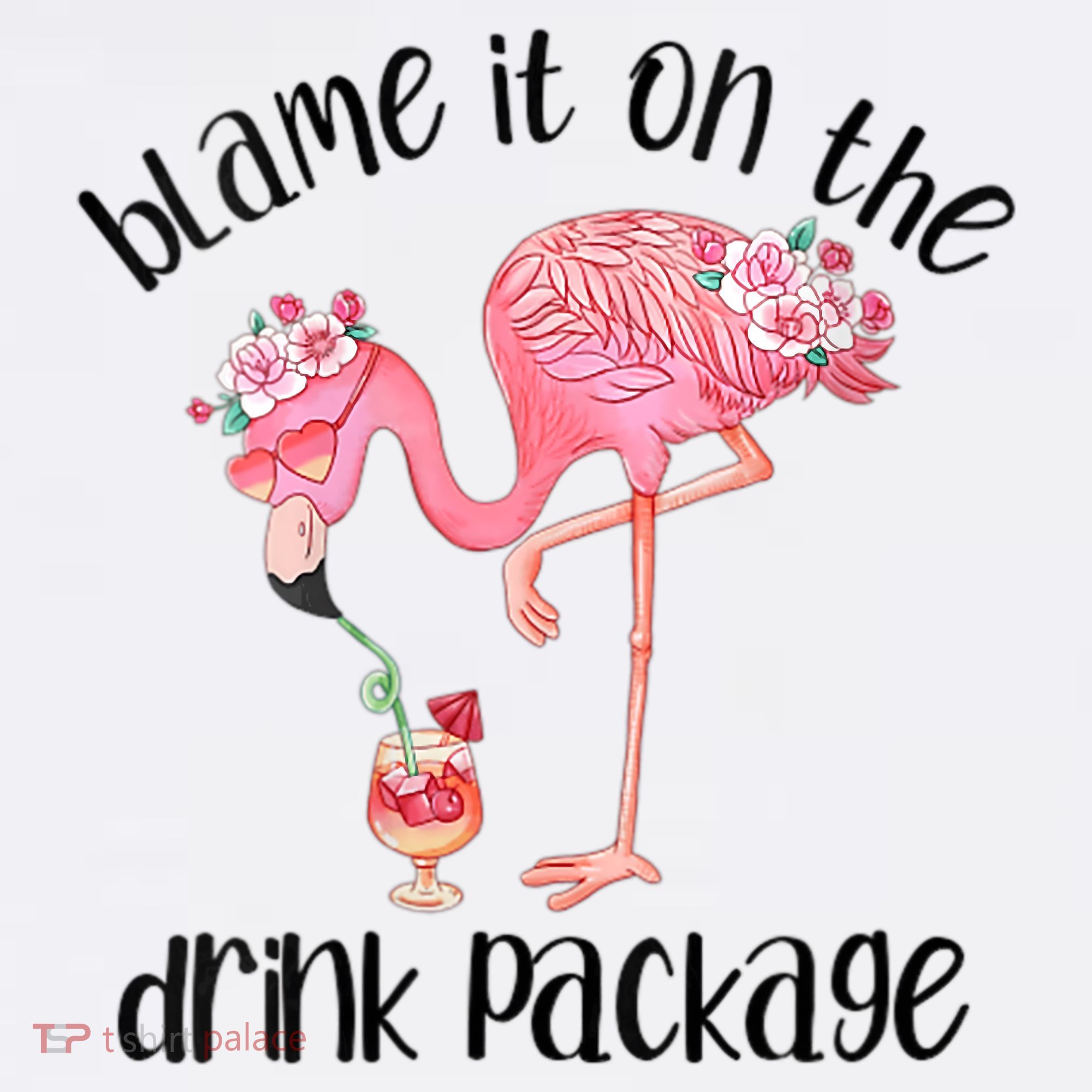 Womens Flamingo Cruise Blame It On The Drink Package Drinking Booze VNeck Women's Tank Top