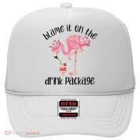 Womens Flamingo Cruise Blame It On The Drink Package Drinking Booze VNeck Hat thumb 0