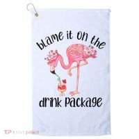 Womens Flamingo Cruise Blame It On The Drink Package Drinking Booze VNeck Golf Towel thumb 0