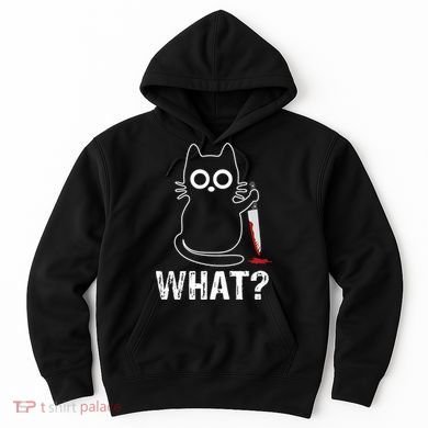 What? Funny Cat With Knife Graphic Design Hoodie