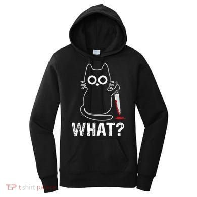 What? Funny Cat With Knife Graphic Design Women's Hoodie