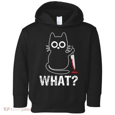 What? Funny Cat With Knife Graphic Design Toddler Hoodie