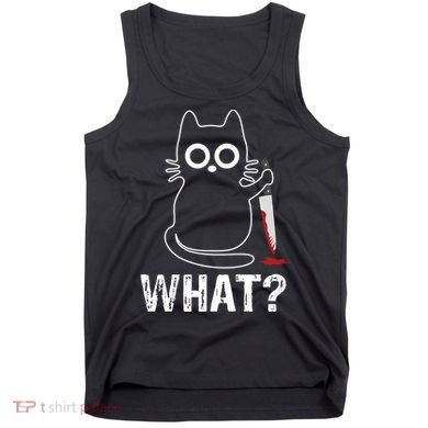 What? Funny Cat With Knife Graphic Design Tank Top