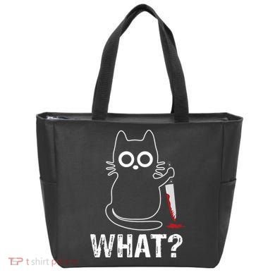 What? Funny Cat With Knife Graphic Design Tote Bag