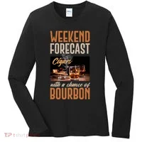 Weekend Forecast Cigars With Chance Bourbon Women's Long Sleeve Shirt thumb 0